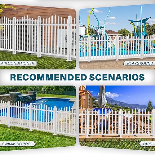 Miniatura 2 de Coarbor 1 juego de valla de vinilo de 84 x 36 pulgadas, valla decorativa de PVC blanco para patio, patio al aire libre, barrera para mascotas, valla