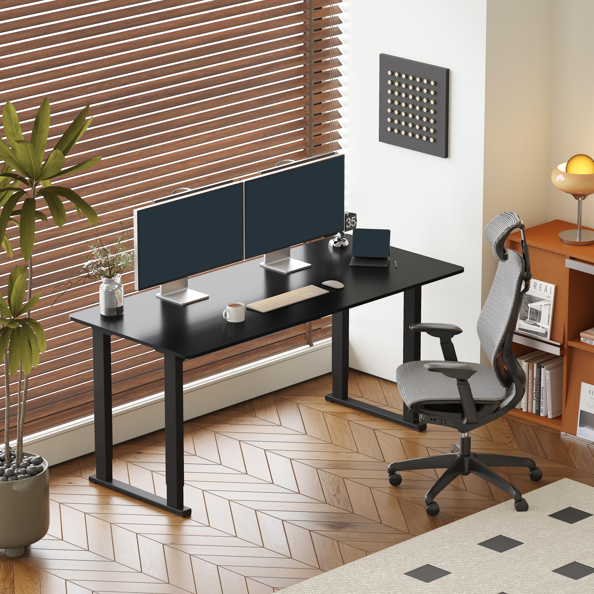 SANODESK 4-Leg Standing Desk Electric Height Adjustable Desk with Memory Presets for Home Office Stand up Desk Computer — view 4