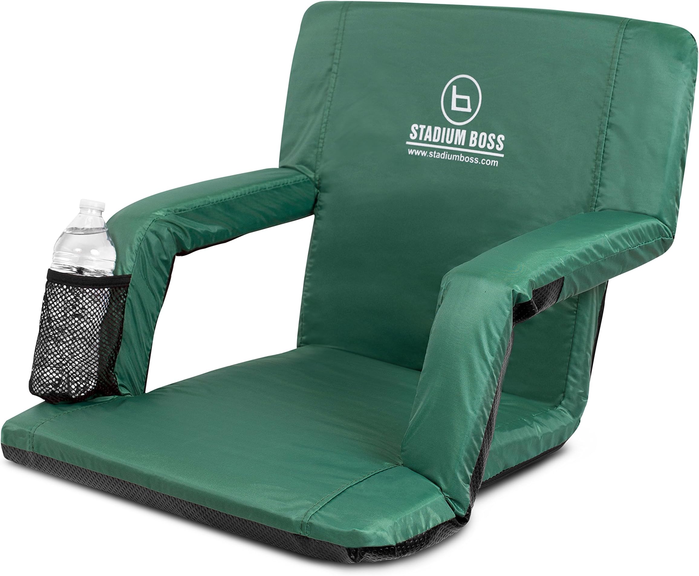 Stadium Boss Seat Reclining Bleacher Chair Folding with Back and Arms – Padded Sport Chair Armrest Recline - Perfect for Bleachers Lawns and Backyards – Supports Your Back – Shoulder Straps Cushion