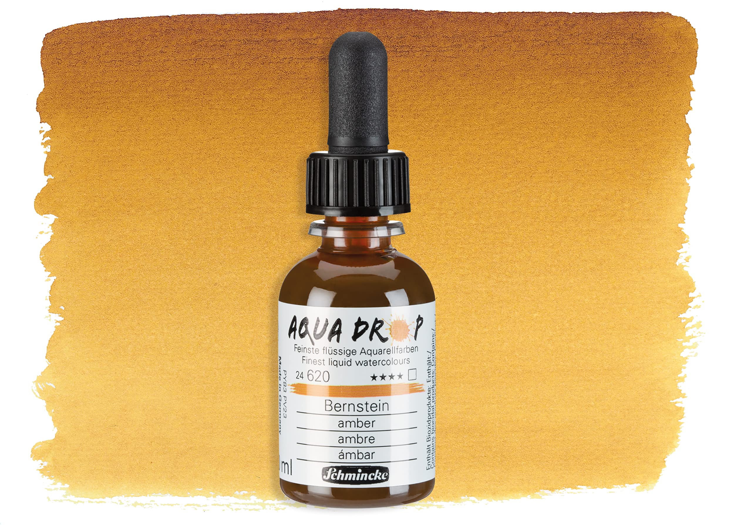 Schmincke, AQUA DROP, liquid, pigment-based watercolour colour, amber in 30 ml pipette bottle, 24620034 - Image 2