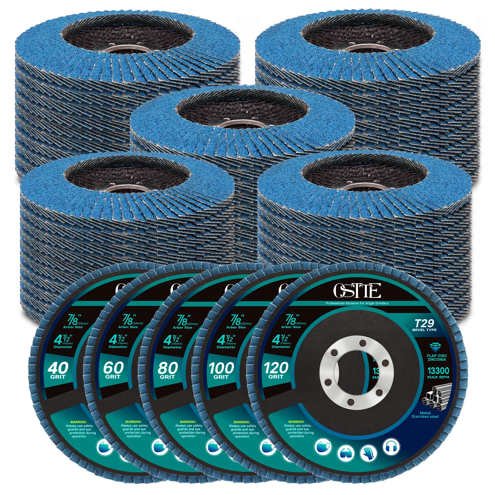 OSTTE 60 Grit Flap Discs - 5 Pack for Angle Grinder -8