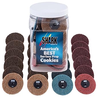 Shark Industries PN-13095 25-Pack Triple Treat Quick Change Surface Prep Conditioning Discs, 3 Diameter Coarse, Medium & Fine Grit for Final Cleaning and Finishing (25 Discs)