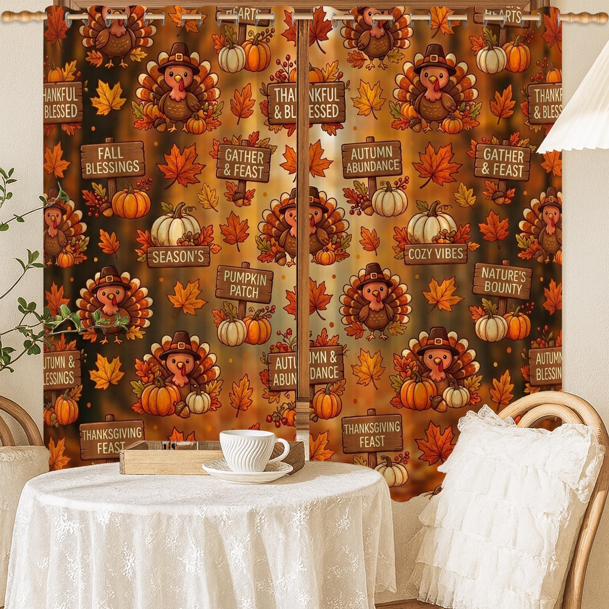 Rideaux occultants citrouilles orange d'automne 132x137cm pour salon