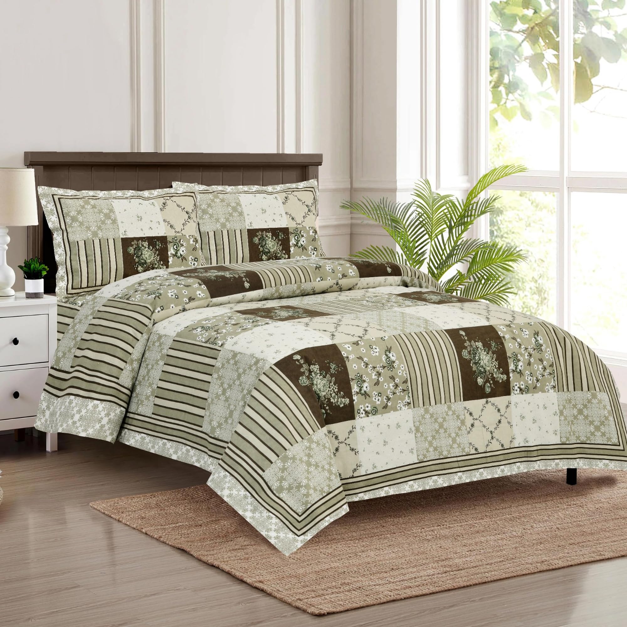 Jaipuri Block Print King Size Cotton Bedsheet Set -17