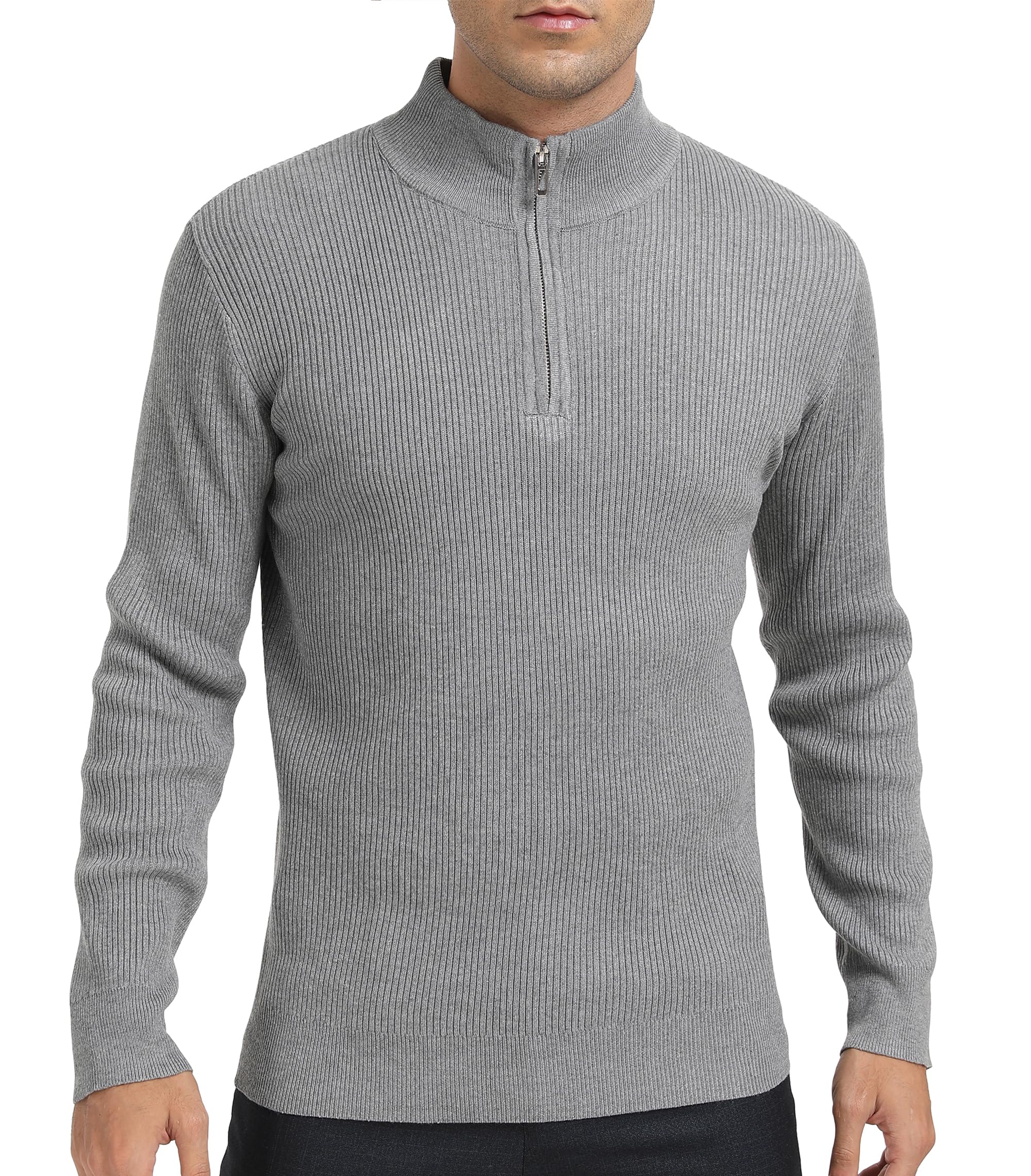 DAFENP Maglione Uomo Invernale Collo Alto con Zip Pullover Dolcevita Lavoro Caldo Lungo Sweater