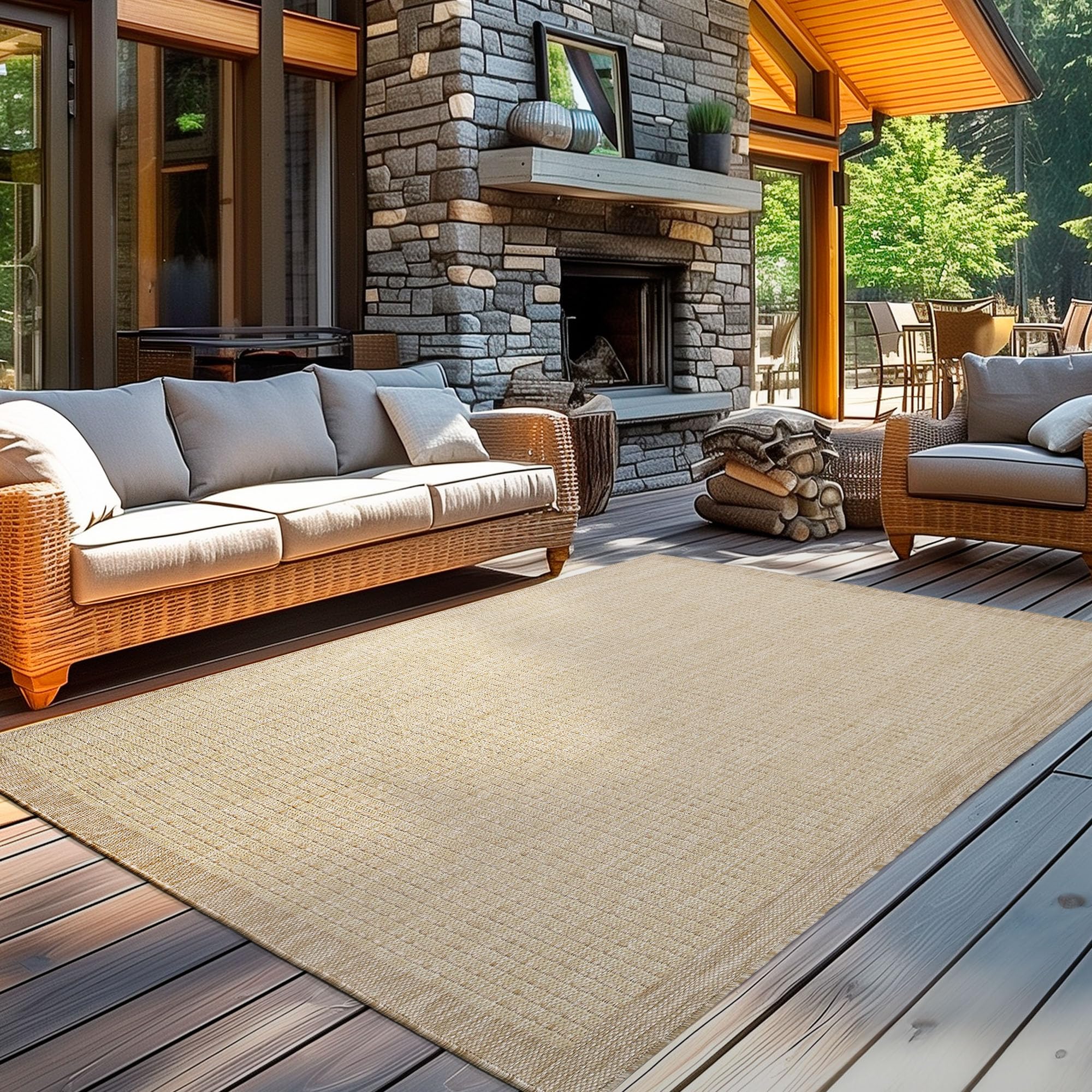 Carpetsale24 In- & Outdoor-Teppich Wetterfest Einfarbig Flachgewebe Küchenteppich Balkon Garten, Terrassen Teppich