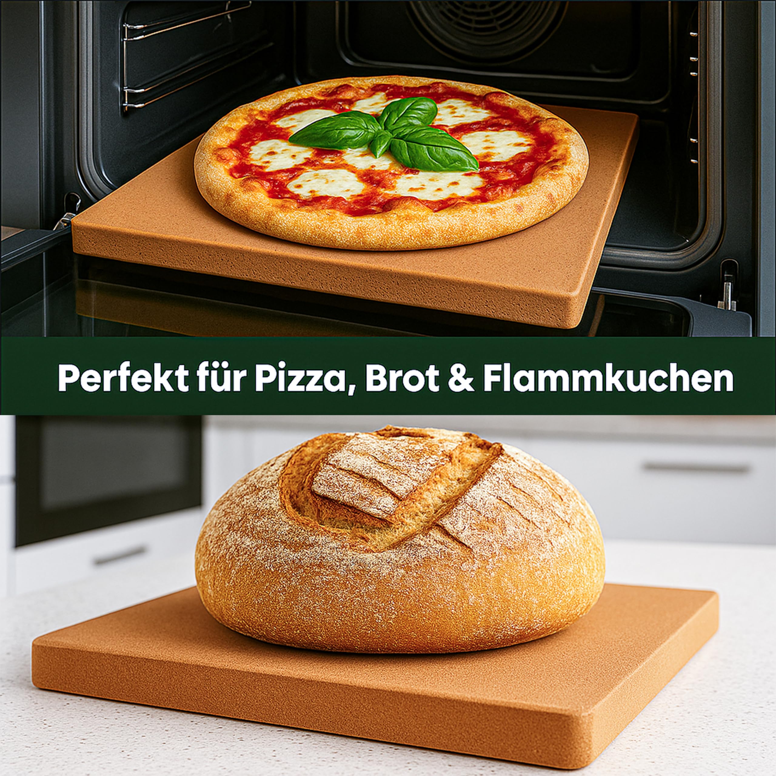 Biscotto Pizzastein für Backofen 39,5x34,5x1.5 cm – Handgefertigter Terrakotta-Ersatz-Backstein für EffeUno P134H, P134HA, P234, Meoven, Hitzespeicherung bis 500 °C für perfekte Pizza & Brot