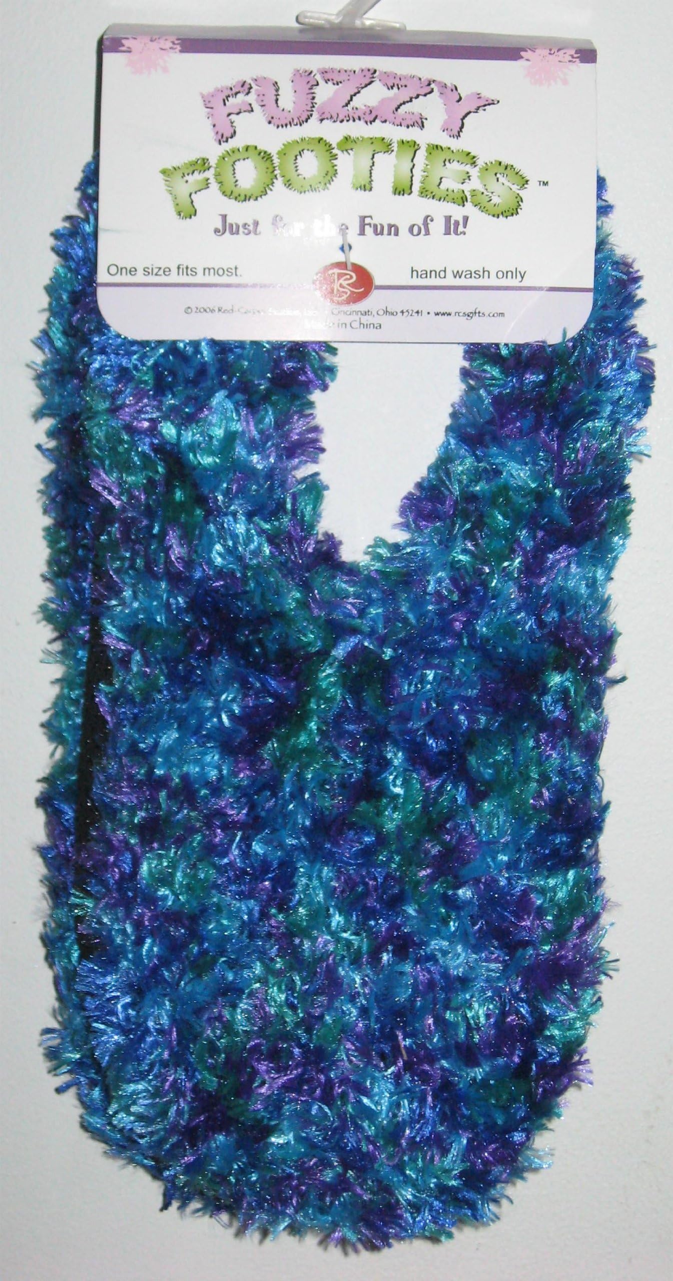 Fuzzy Footies Super Soft Slippers with Slip-Resistant Bottom - One Size Fits Most (Blue/Green/Purple)