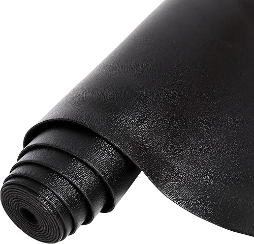 Rollo de piel sintética negra hojas de cuero sintético suave y liso de 8 x 52 pulgadas para manualidades de costura