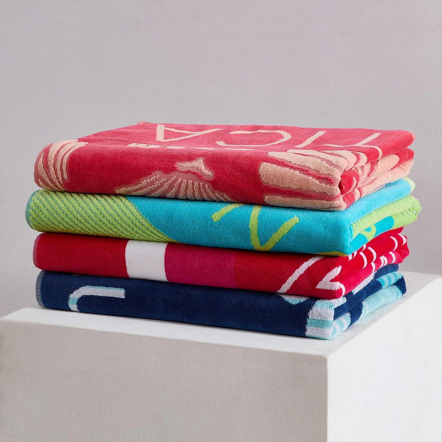 Nautica - Oversized Beach Towel Set, Soft Plush Velour Towels with Hanging Loop, Quick Dry & Absorbent, Beach Vacation Essentials for Adults & Travel (Turtle Beach Blue, 2-Pack) - Image 5