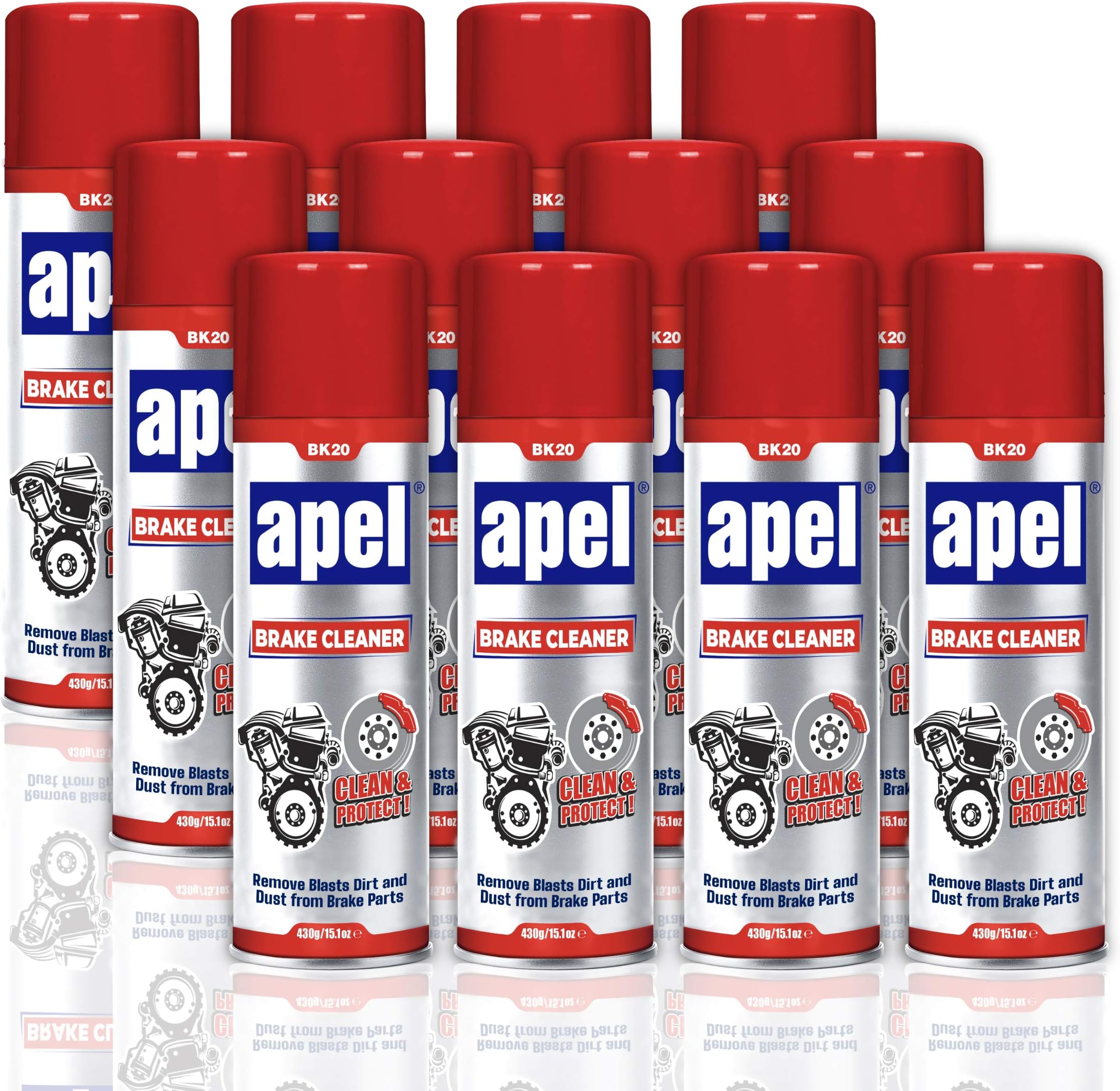 MITREAPELBrake Cleaner (12 x 15.1 fl oz) Non-Chlorinated Brake Parts Cleaner for Disc, Pads, Calipers, Springs, Rotors and Clutch (Pack of 12)