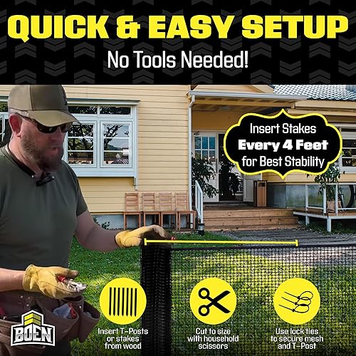 Miniatura 7 de BOEN Red de malla de plástico, barrera de protección de árbol de conejos, ciervos y roedores, protección de cubierta, red de seguridad de balcón
