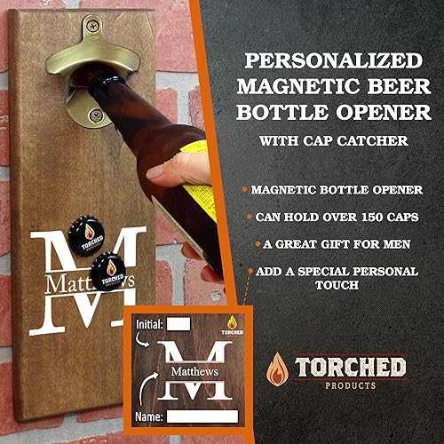 Miniatura 4 de Torched Abrebotellas de cerveza magnético personalizado con captador | Abrebotellas montado en la pared imán para refrigerador | Es un gran regalo