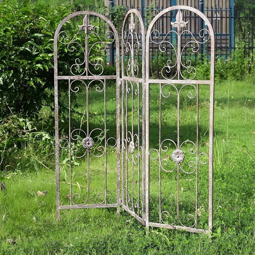 Amazon.co.jp: アイアンフェンス3枚セット 蔓性植物用支柱 フェンス