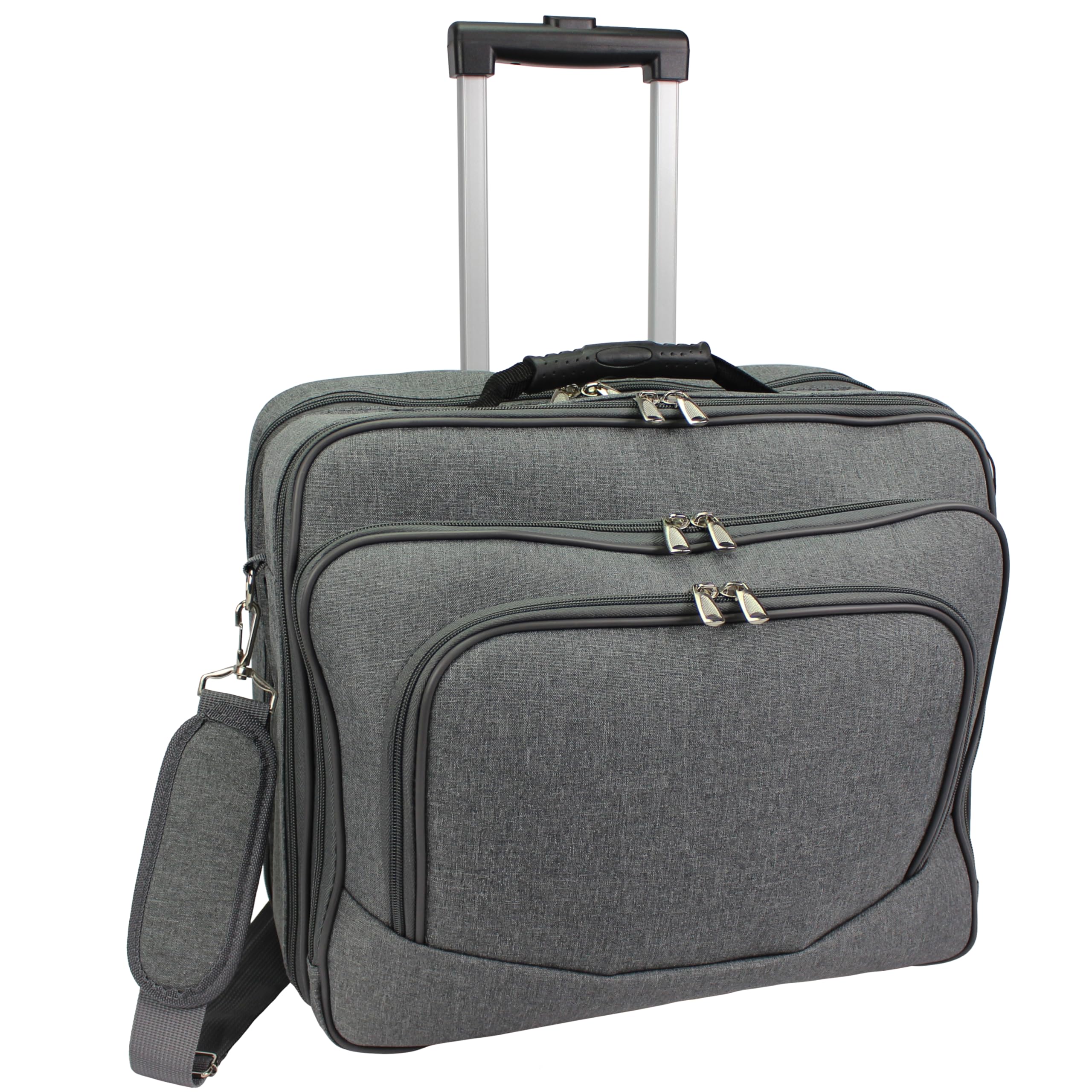 World Traveler Rolling 17-Inch Laptop Briefcase Computer Case - Grey