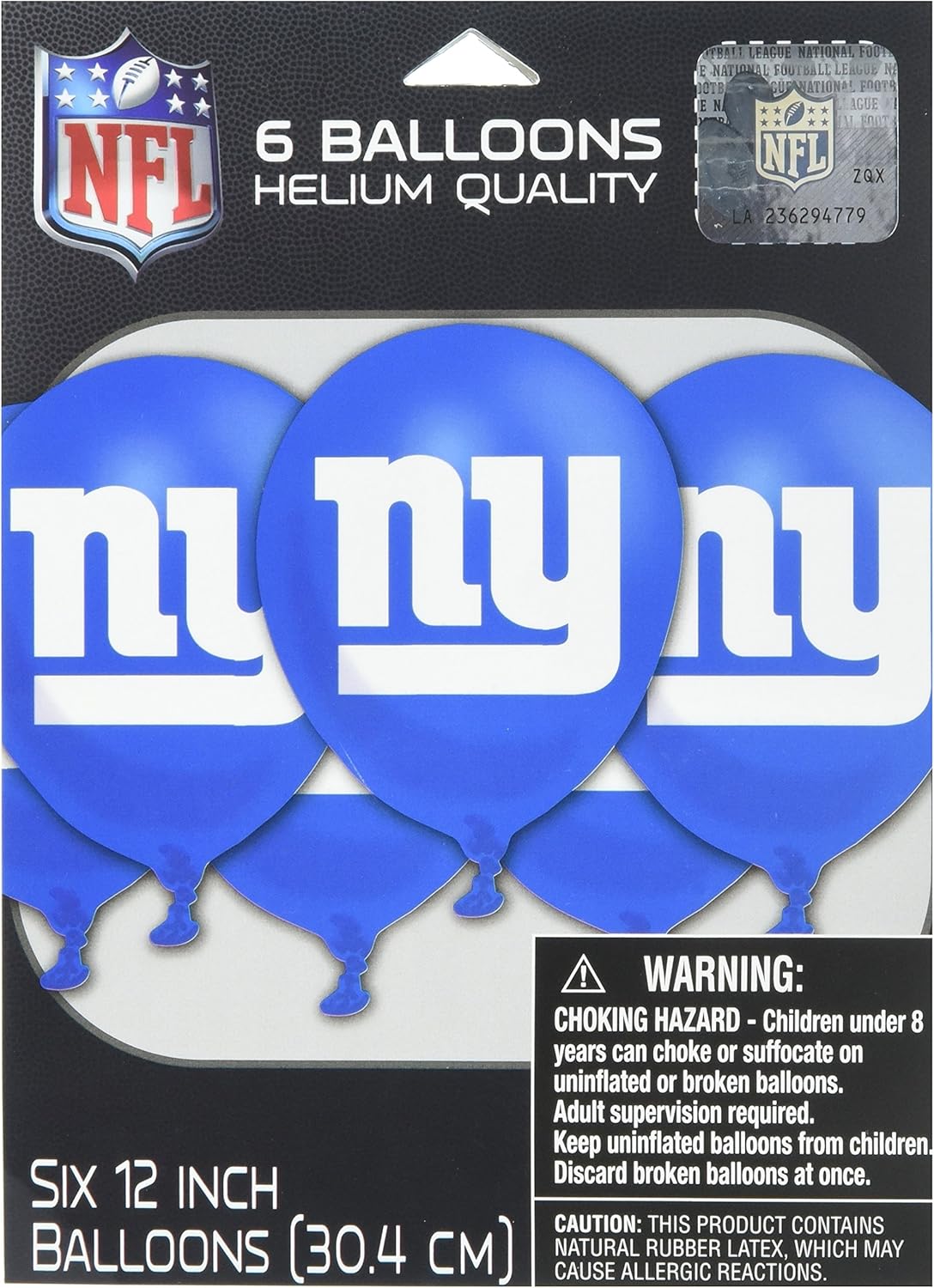 New York Giants Latex Balloons | Blue - 12" | Pack of 6 : Home & Kitchen