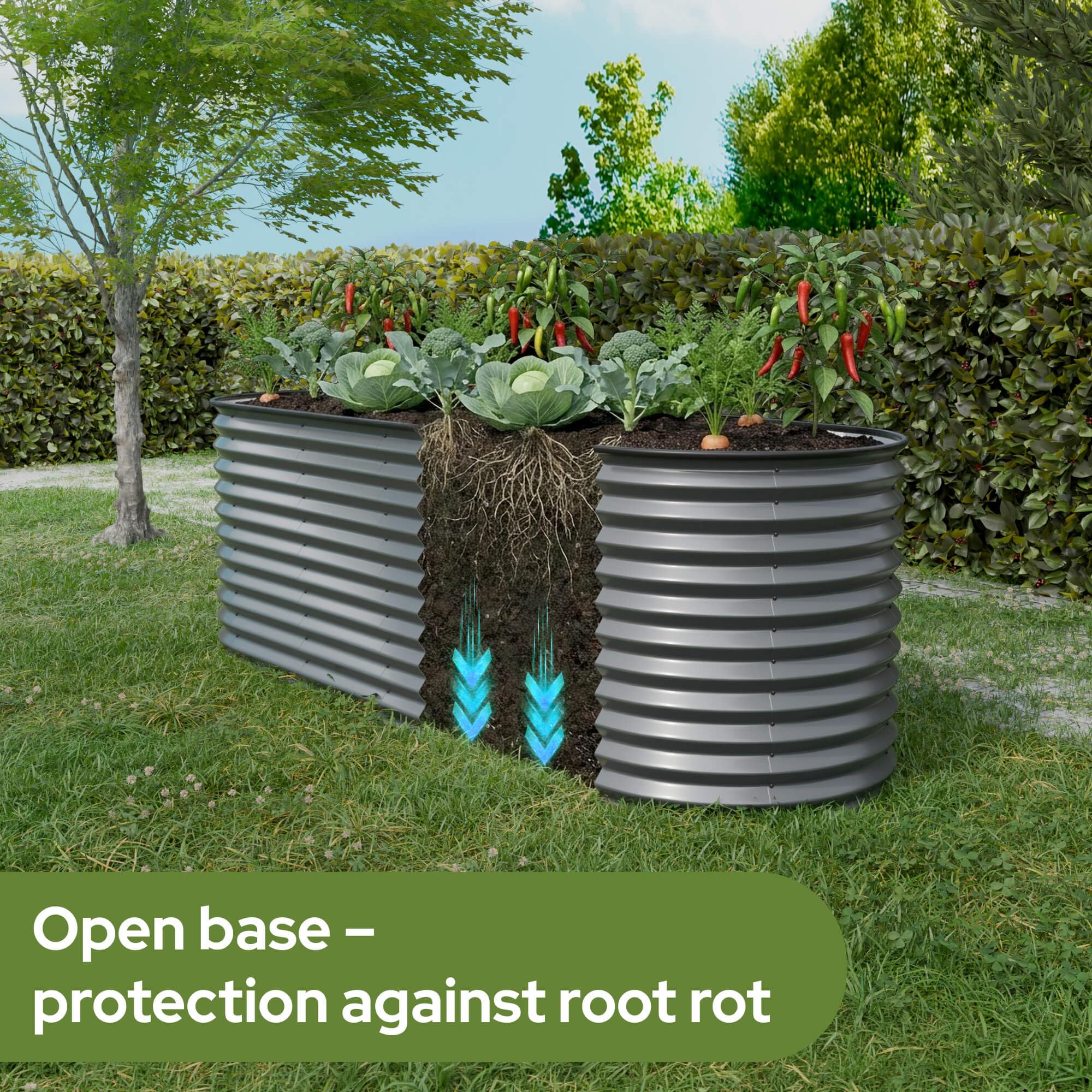 Arebos Huerto Urbano Elevado 240×80×78 cm | Jardinera Elevada de Acero Galvanizado 780 L | Cama de Cultivo para Verduras, Plantas y Flores | Ideal para Jardín, Terraza o Balcón