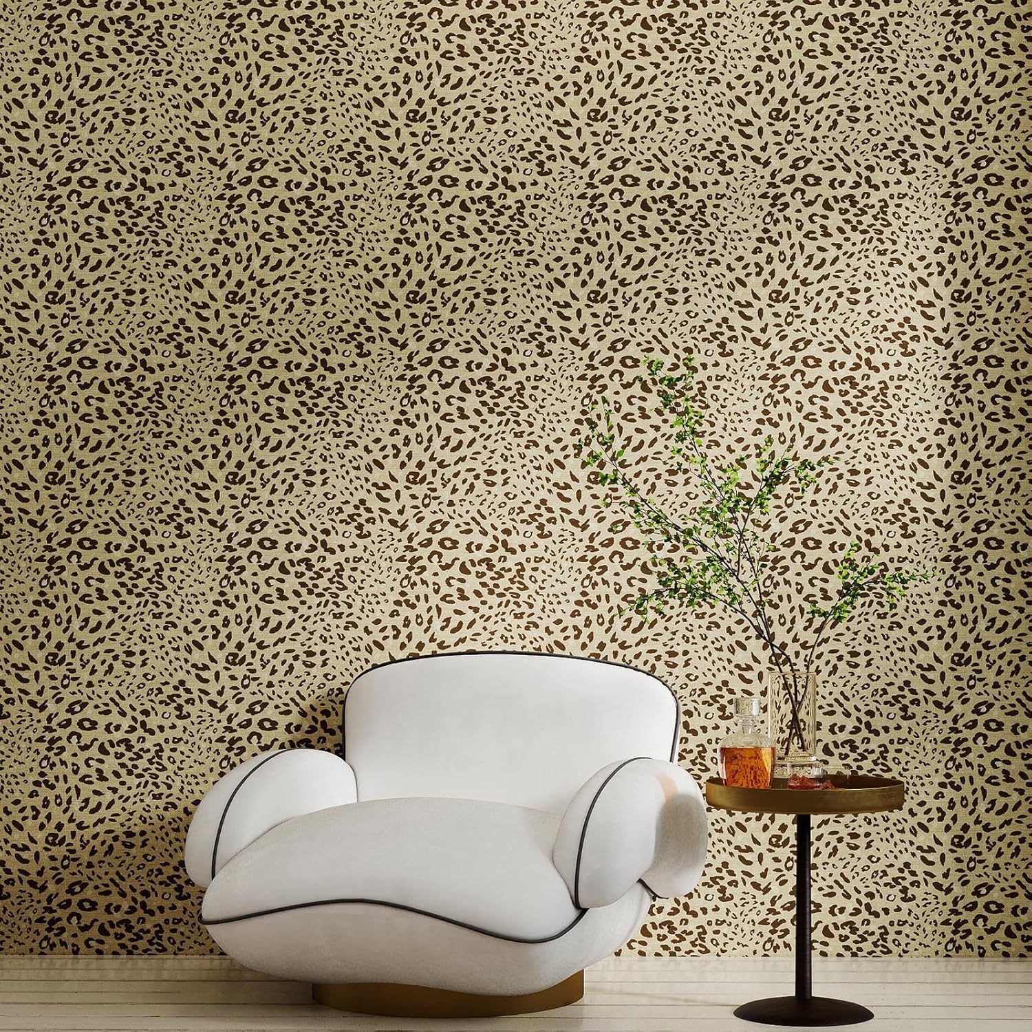 Timeet Leopard Print Peel and Stick Wallpaper Vintage Contact Paper Brown Removable Self Adhesive Waterproof Textured Wallpaper Funky Cheetah Wall Paper for Bedroom Bathroom Cabinet 17.7"X 400"