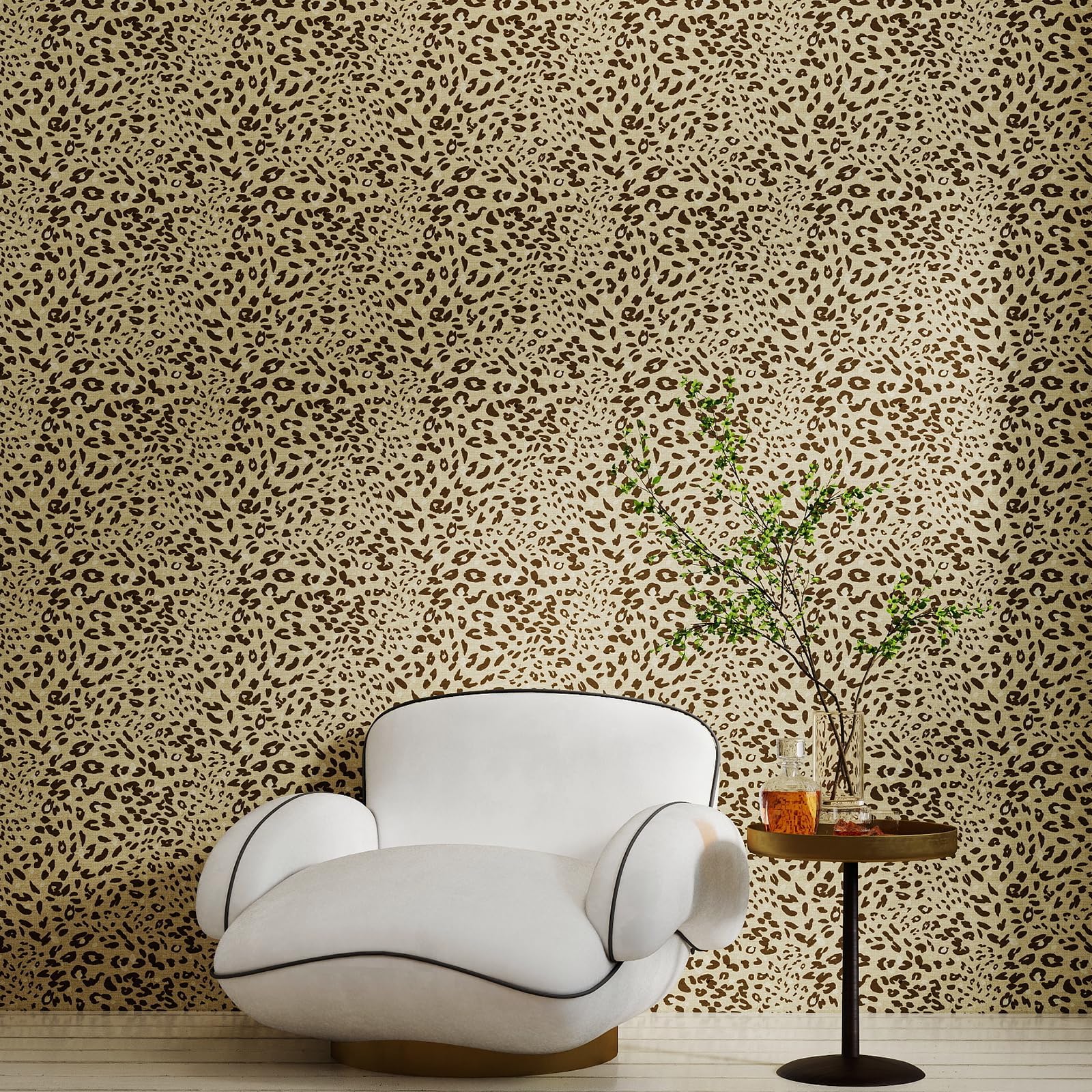 Timeet Leopard Print Peel and Stick Wallpaper Vintage Contact Paper Brown Removable Self Adhesive Waterproof Textured Wallpaper Funky Cheetah Wall Paper for Bedroom Bathroom Cabinet 17.7"X 80"