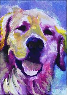 Happy Golden Retriever Art Print Choice of Sizes A4 A3 11x14 unframed artist signed by Oscar Jetson Abstract Wall Art Goldie Gift Idea (a4)