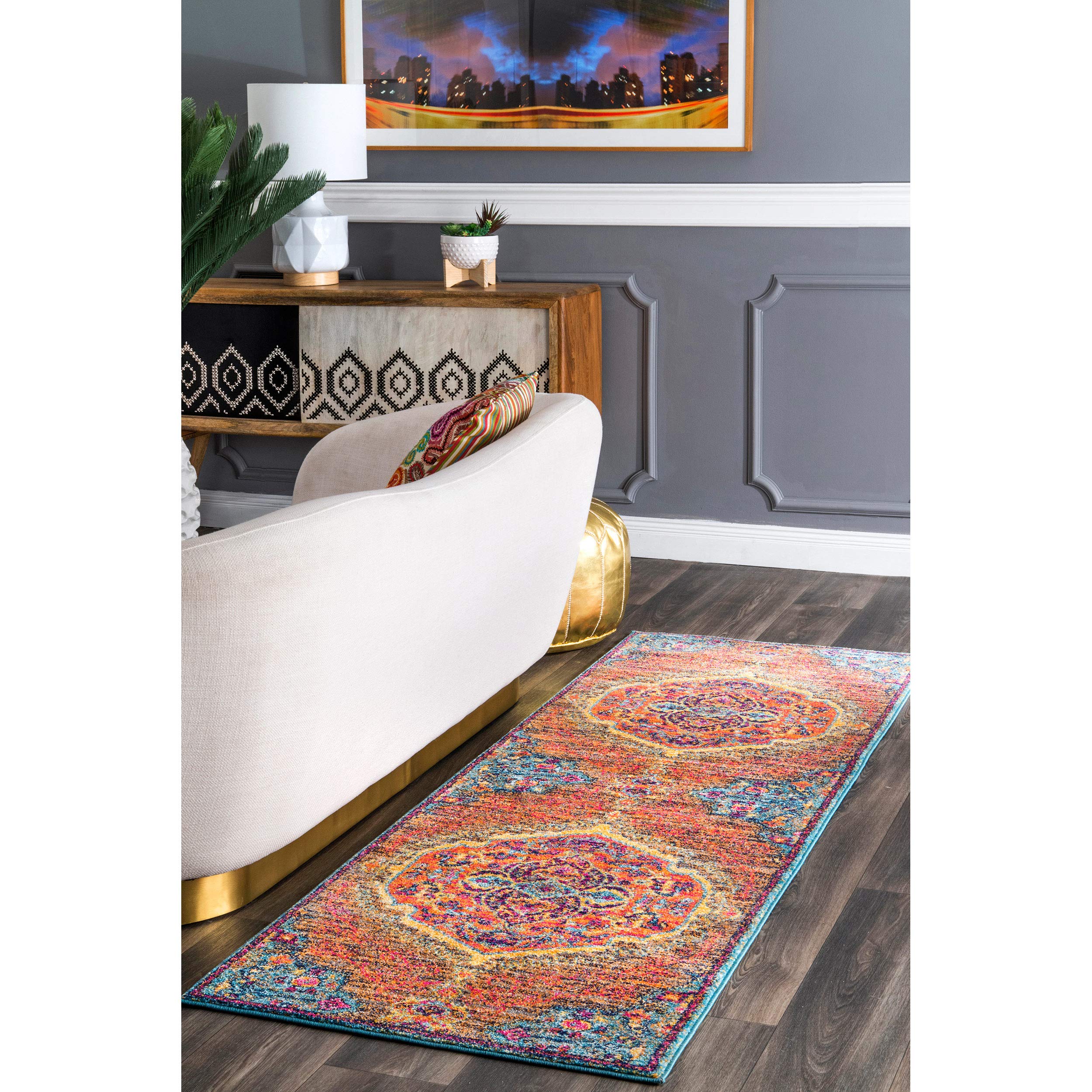 nuLOOM Maranda Vintage Medallion Rug, 5' Round, Multi