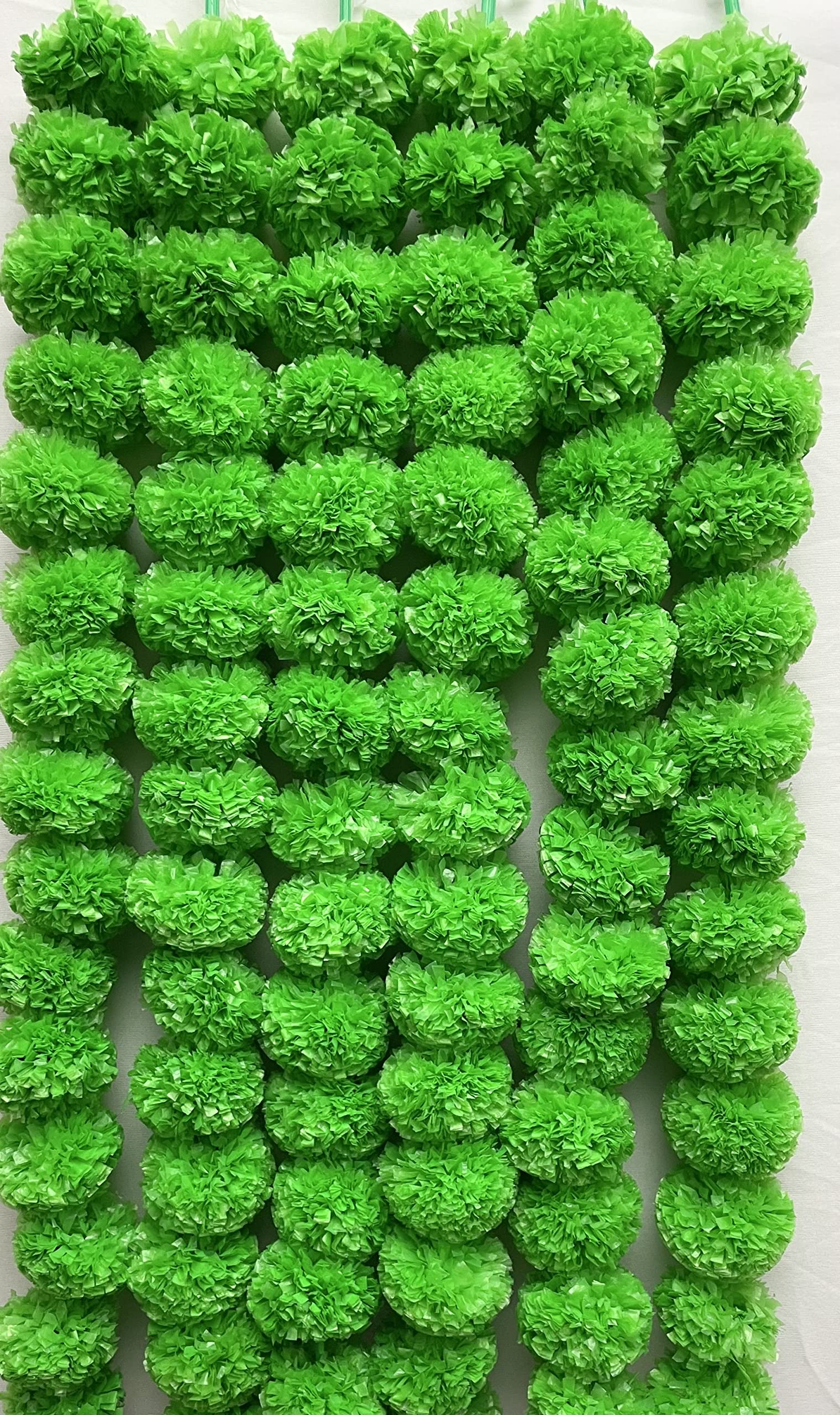 SPHINX Artificial Marigold Fluffy Flower Garland (Green, 5 Pieces)