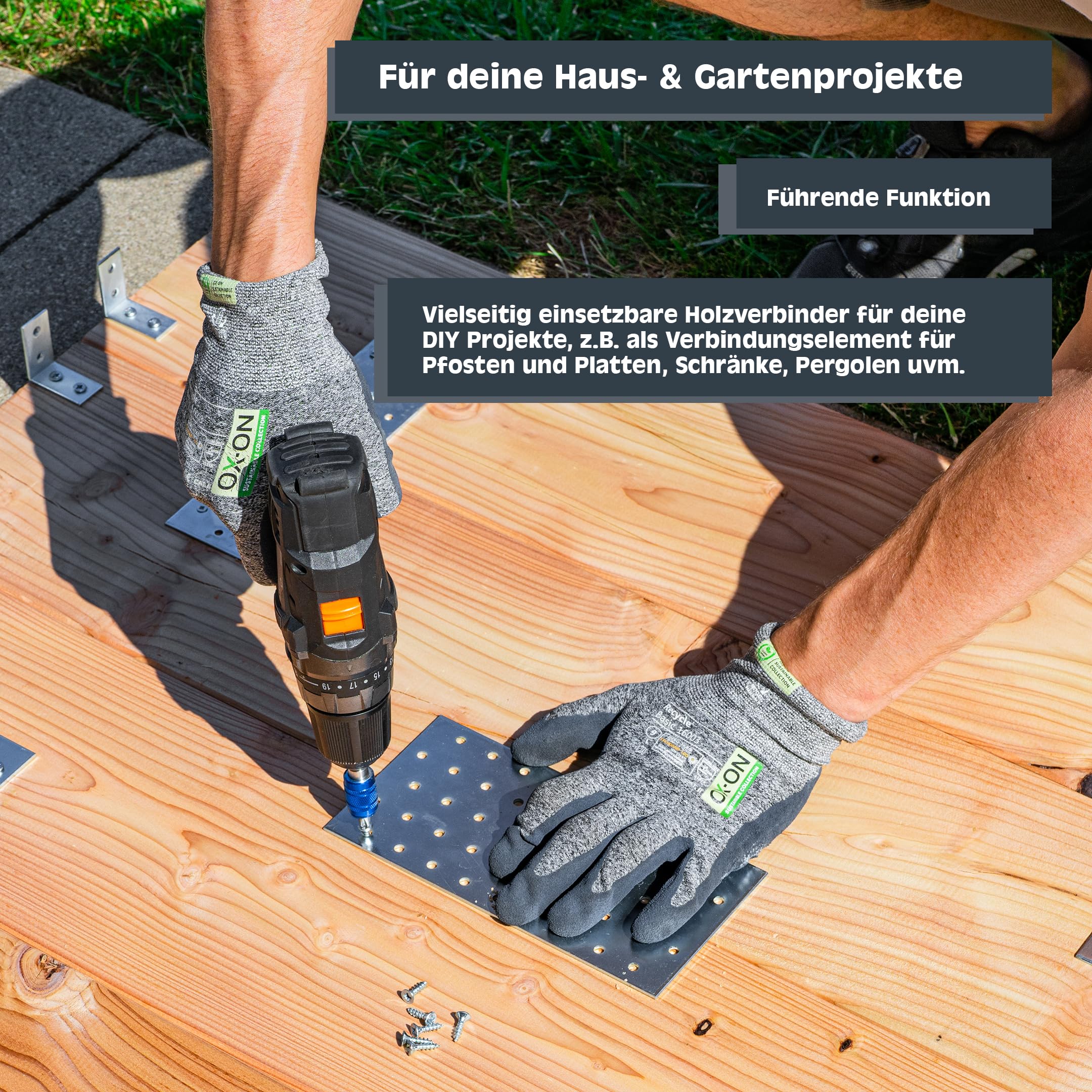 HELPMATE – 6 Stück Lochplatten 100x200 mm – Flachverbinder galvanisch verzinkt & blau passiviert – Holzverbinder mit Korrosionsschutz, stabil & langlebig – einfache Montage (Packung mit 4)