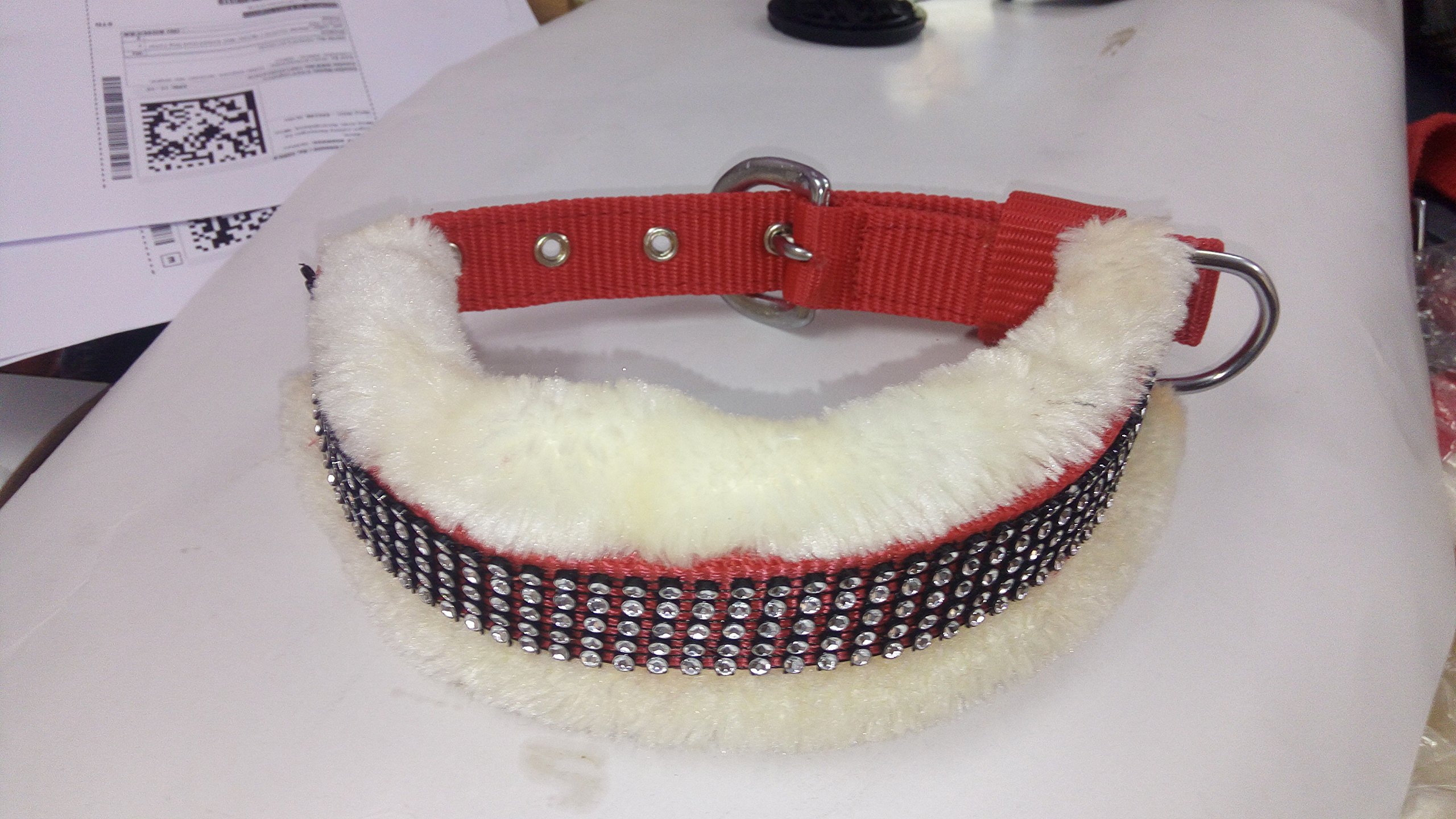 Skora and Stylish Nylon Sheepskin Fur Collar Embellished Dog Collar Charm (Red,Cream Combo Color) (B0765Y54D9) Amazon Price History, Amazon Price Tracker