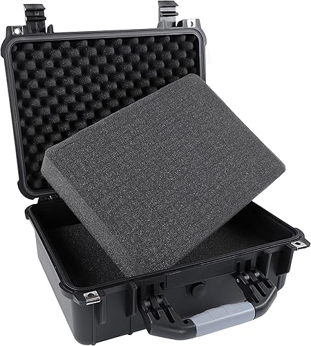 Miniatura 7 de Estuche rígido con espuma resistente a la intemperie, funda de transporte rígida negra para exteriores y viajes, 16 x 13 x 7 pulgadas, funda de