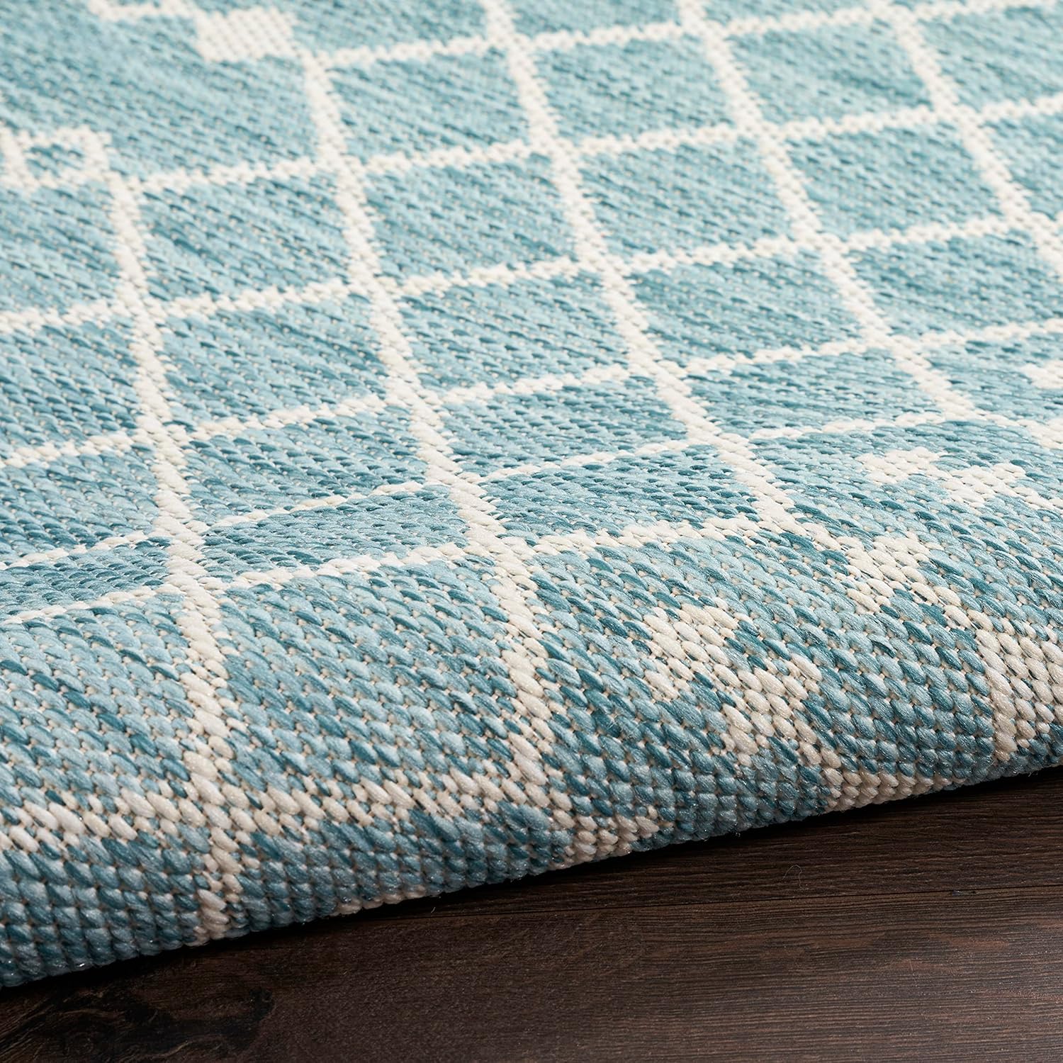 Aqua Moroccan Trellis Flatweave Synthetic 5' x 7' Area Rug