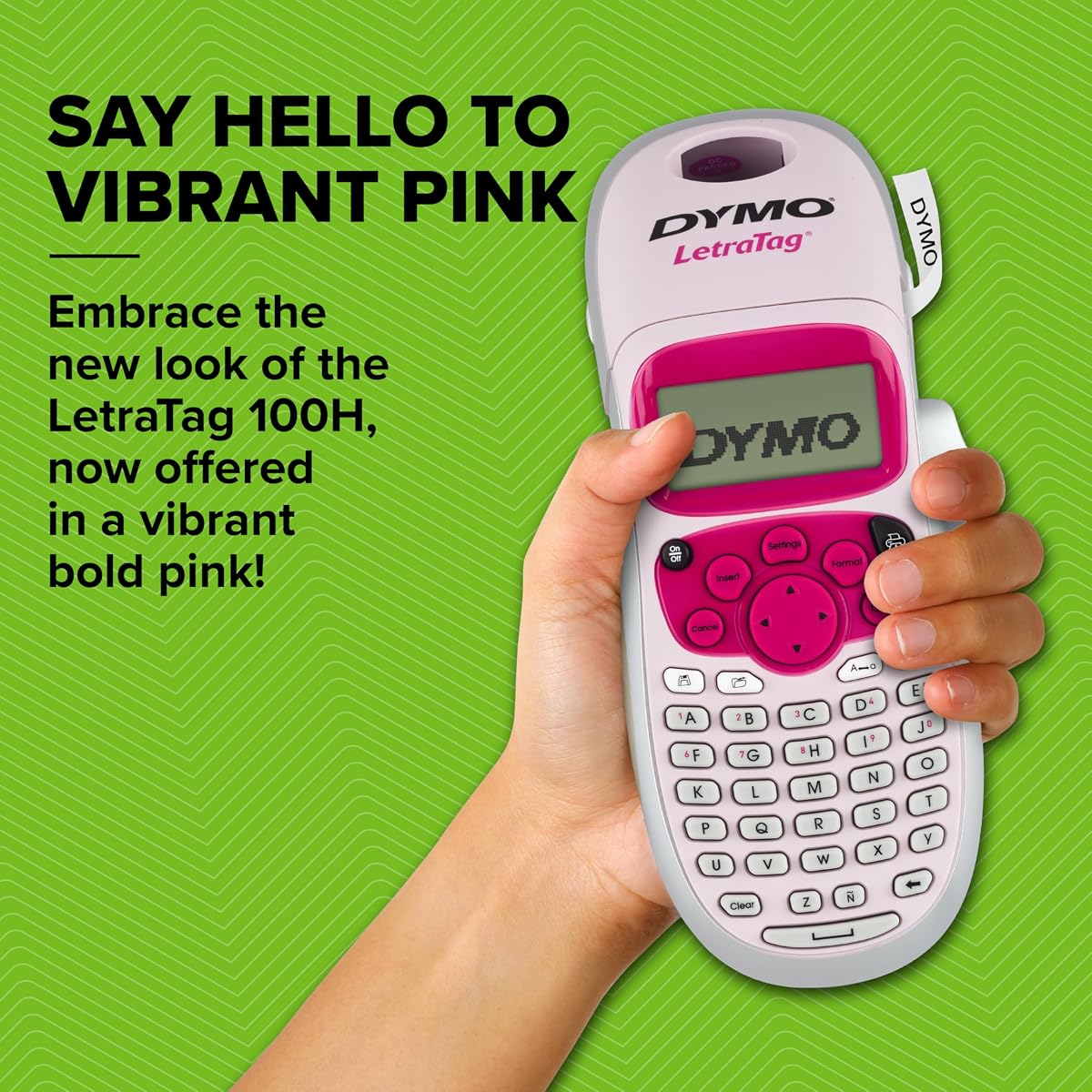 DYMO LetraTag LT-100H Handheld Aesthetic Label Maker, ABC Keyboard Label Printer with Easy-to-Use, 13 Character LCD Screen, Great for Home & Office Organization, Pink