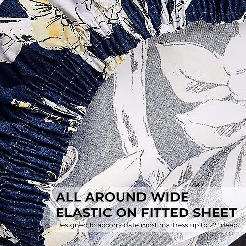 Miniatura 4 de Tribeca Living Colmar - juego de sábanas de algodón de 300 hilos, extra profundo, estampado, Algodón satén, Amalfi Deep RojoMulti, King