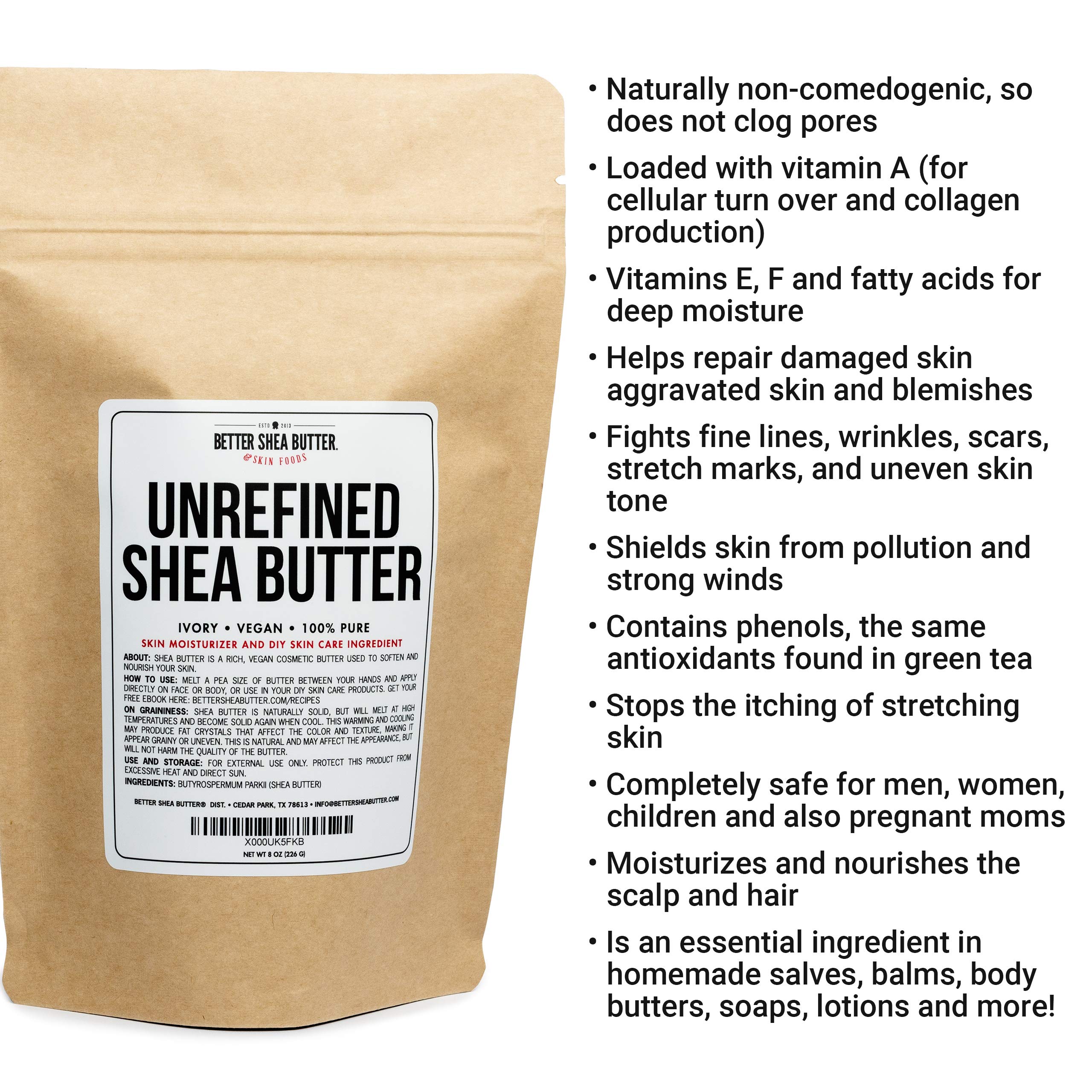 Unrefined African Shea Butter Ivory, 100 Pure & Raw Moisturizing