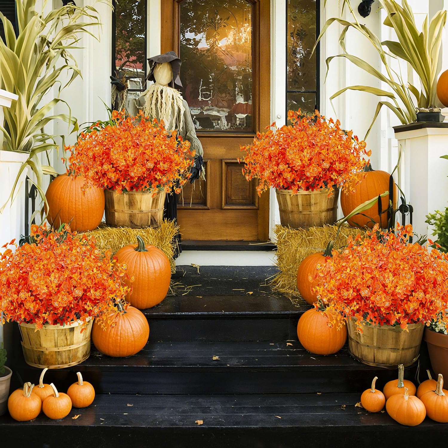 Der Rose 24 Bundles Artificial Mums Fall Flowers for Outdoor Fake Mums Flowers Plants Fall Decoration for Home Garden Porch Farmhouse Decor - Image 5