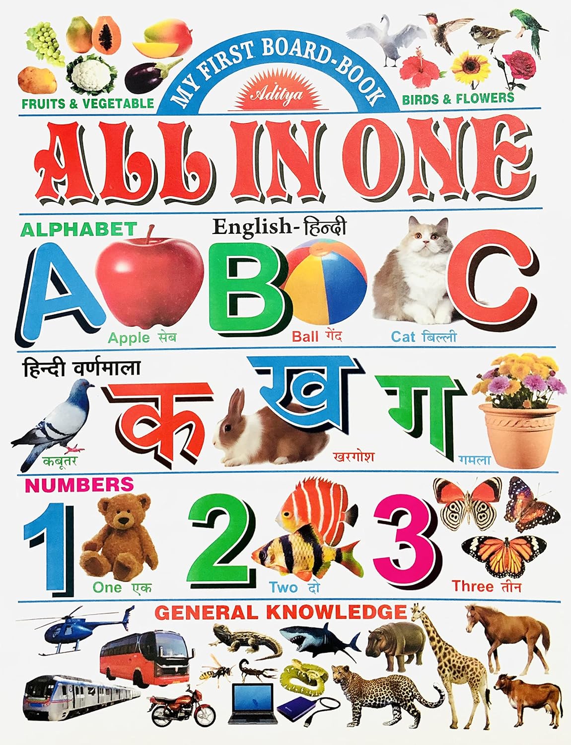 Aditya Present My First Board Book Of All In One English-Hindi Perfect for Homeschooling, Kindergarten and Nursery Students Aditya Present My First Board Book Of All In One English-Hindi Perfect for Homeschooling, Kindergarten and Nursery Students