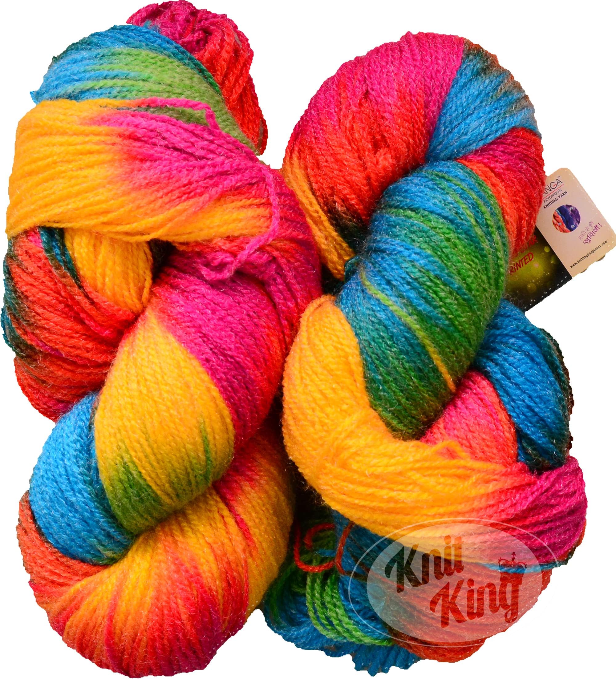 NTGS Glow Knitting Yarn Wool, Rainbow 200 gm Woolen Crochet Yarn Thread. Best Used with Knitting Needles, Crochet Needles. Wool for Knitting. Best Woolen Thread.