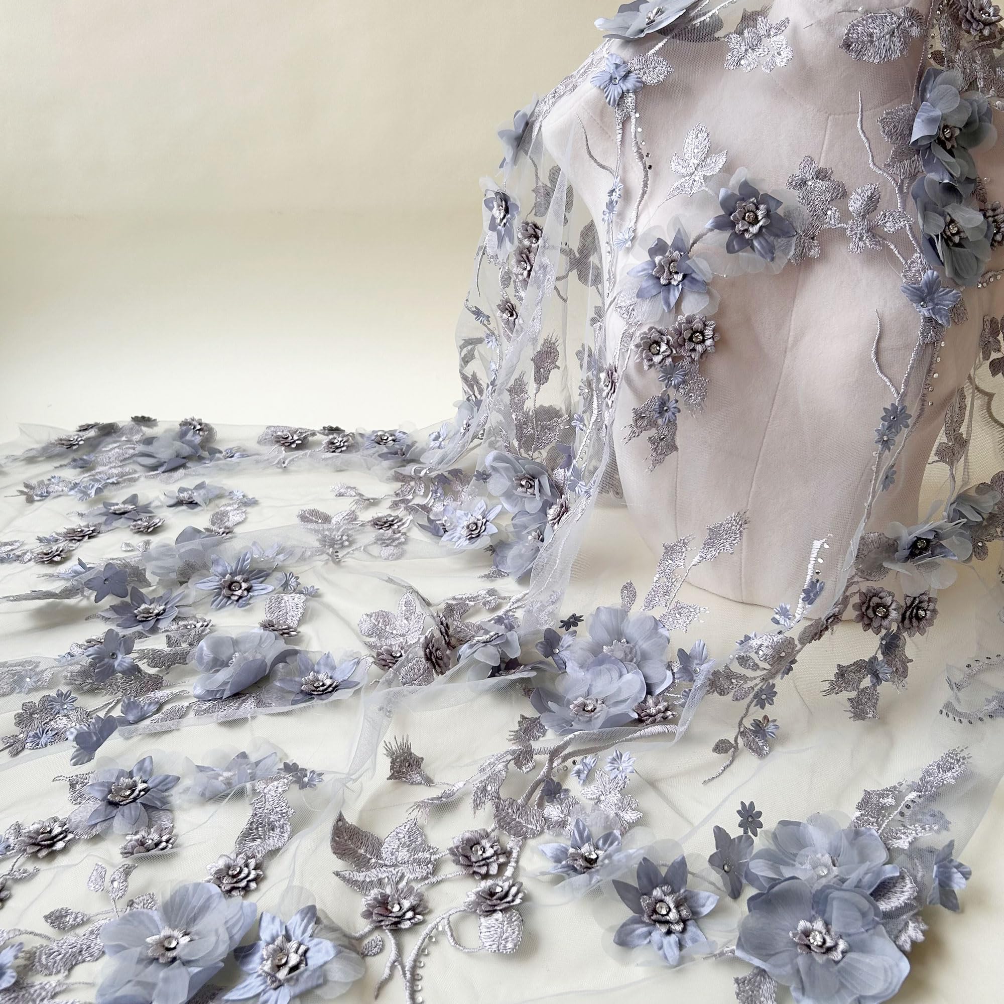 Amazon.com: Exquisite Silver Bridal Lace Fabric by 1 Yard Rhinestone Beaded Tulle 3D Flower Wedding Lace for Gown,Dress 51 inches Width Amazon.com: Exquisite Silver Bridal Lace Fabric by 1 Yard Rhinestone Beaded Tulle 3D Flower Wedding Lace for Gown,Dress 51 inches Width
