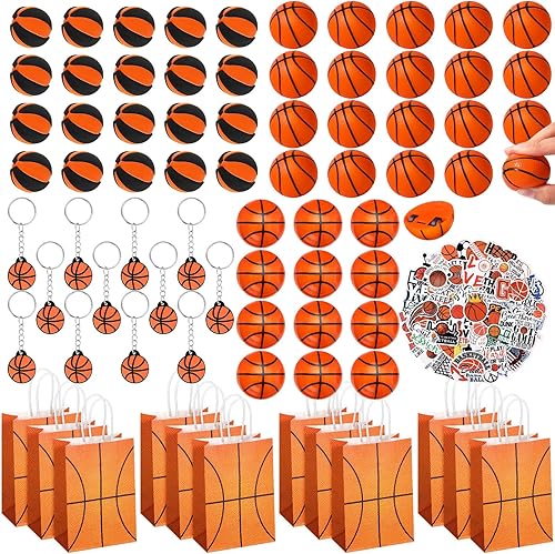 Aoriher Juego de 200 piezas de regalos de fiesta de baloncesto, bolsas de regalo para fiestas deportivas, rellenos de espuma de baloncesto,