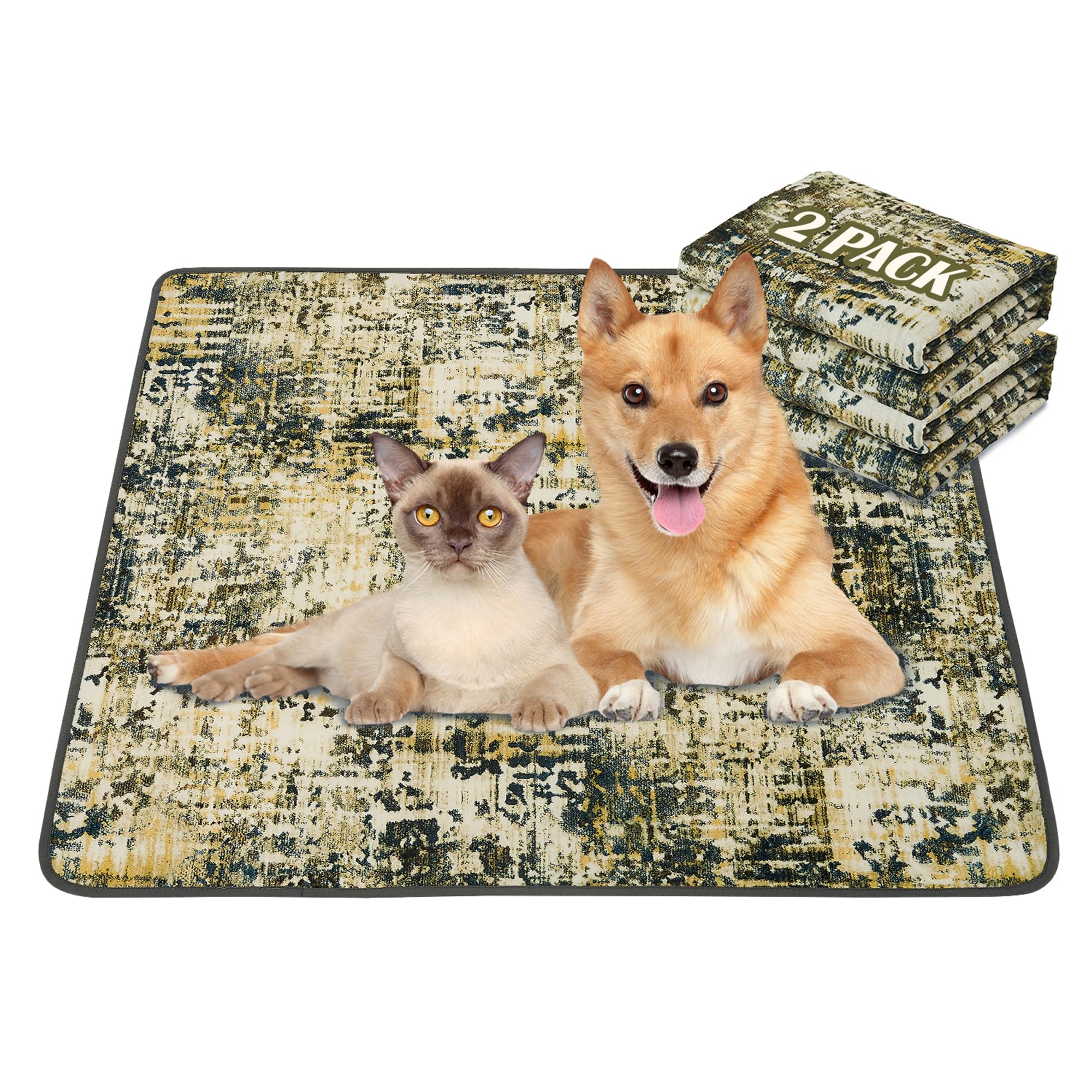 Qeils Washable Pee Pads for Dogs, Reusable Puppy Pads 36"x 41" 2 Pack
