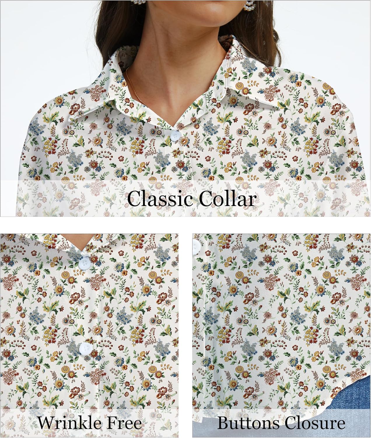 Womens Button Down Blouse Long Sleeve Tops for Women Ladies Collared Shirt Dressy Casual Work 2025 Trendy - Image 4