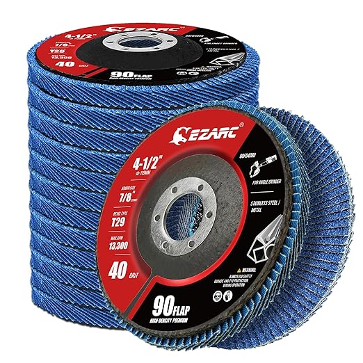 EZARC Flap Discs 40 Grit, 4.5" x 7/8" High Density Jumbo Zirconia Flap Sanding Disc Type 29 for Sanding, Rust Removal, Finishing, Grinding, Deburring (12 Pack)