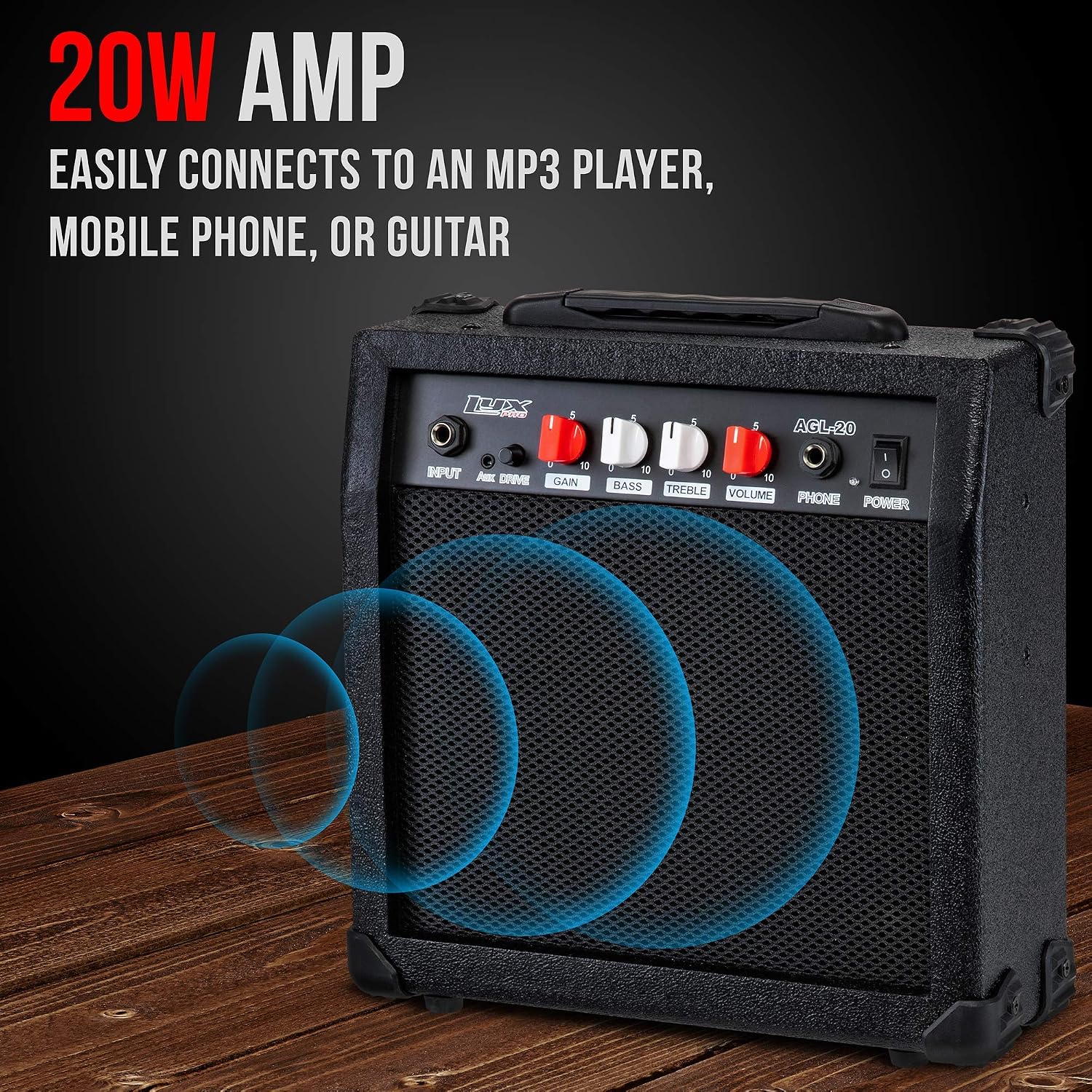 LyxPro 39” Electric Guitar TL Series Kit, 20 Watt Amp Speaker, Solid Full-Size Body, C-Shape Neck, Quality Tuning Heads, 3-Way Switch & Volume/Tone Controls, 12 Picks And Cable Included - Black