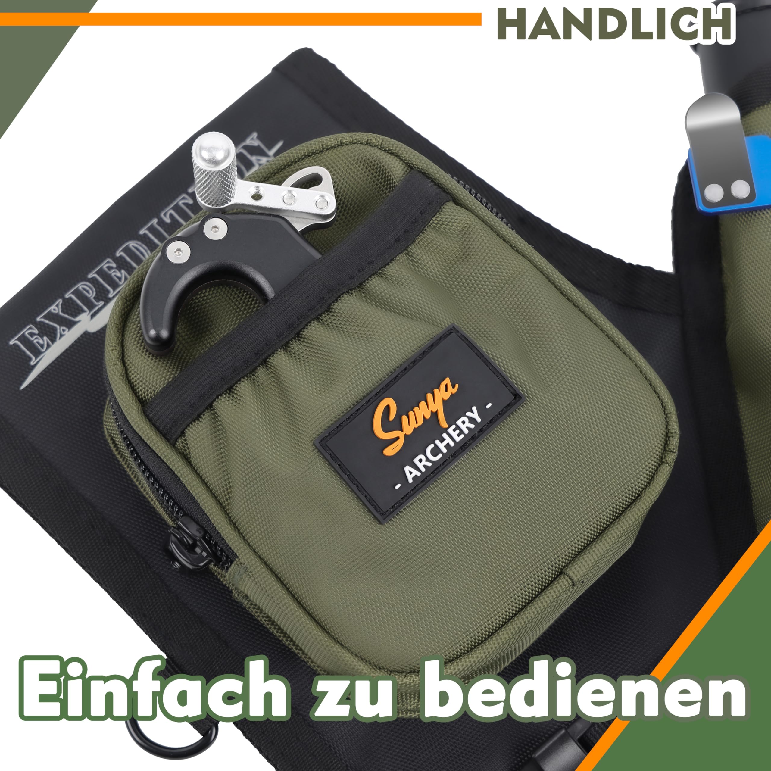 Sunya Bogenschießen Köcher für Pfeile. Pfeilköcher seitenköcher bogenköcher. Inklusive Taschen für Zubehör für das Bogenschießen und Nylon Gürtel.
