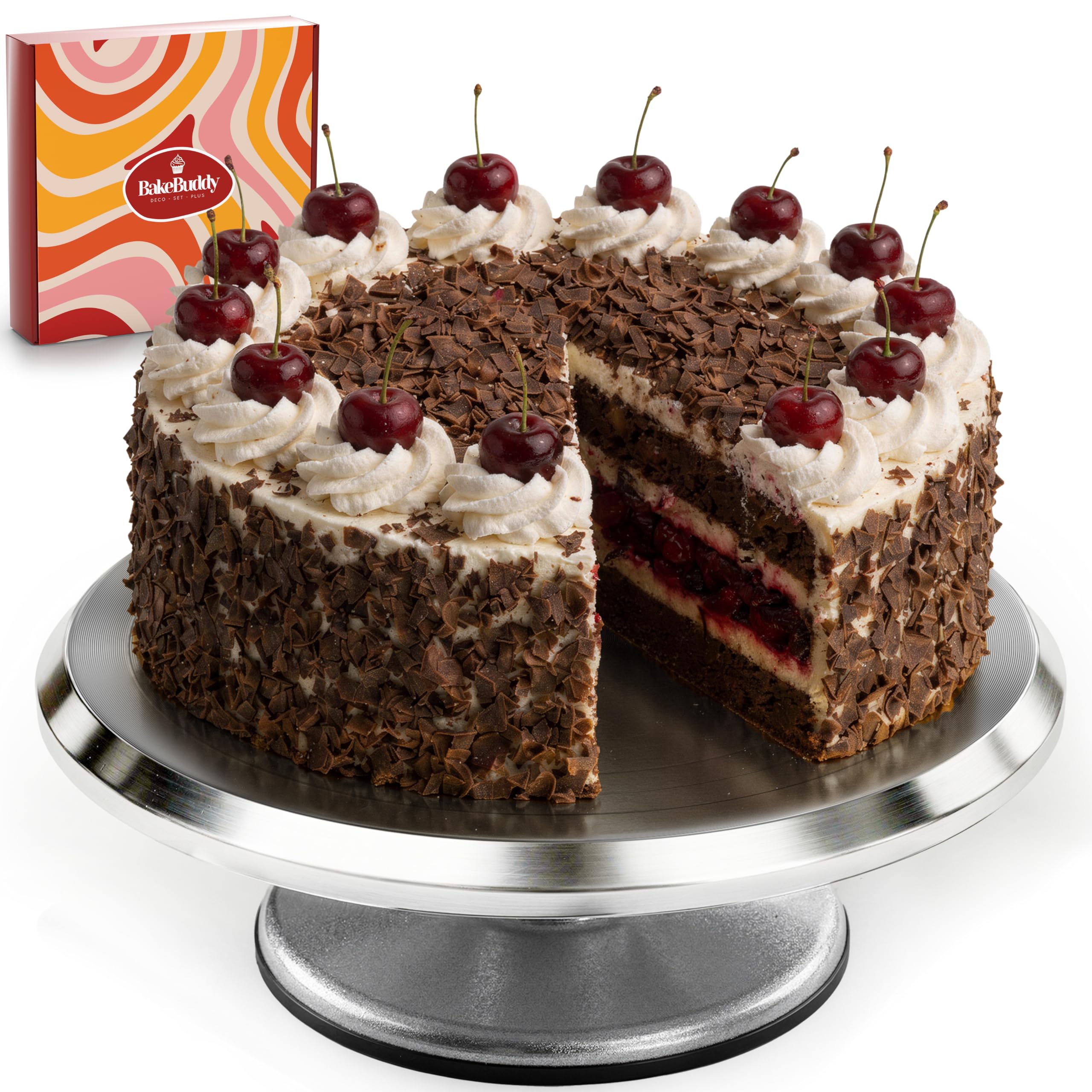 Plateau tournant pâtisserie en aluminium de qualité | Plateau tournant gâteau 30 cm avec fond antidérapant | Précis et stable | Ustensiles pâtisserie professionnels