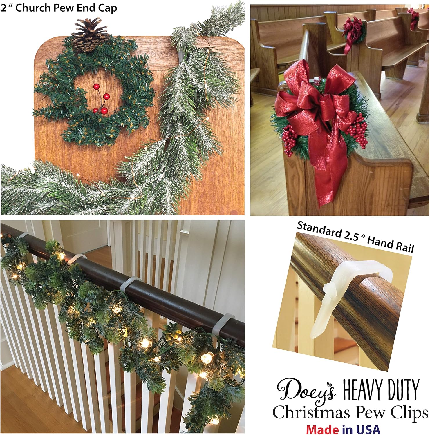 Doey's Heavy Duty Pew Clips (48-Pack) – Secure Hooks for Aisle Decor, Bows, Signs, and Flowers at Weddings and Church Ceremonies (Made in USA