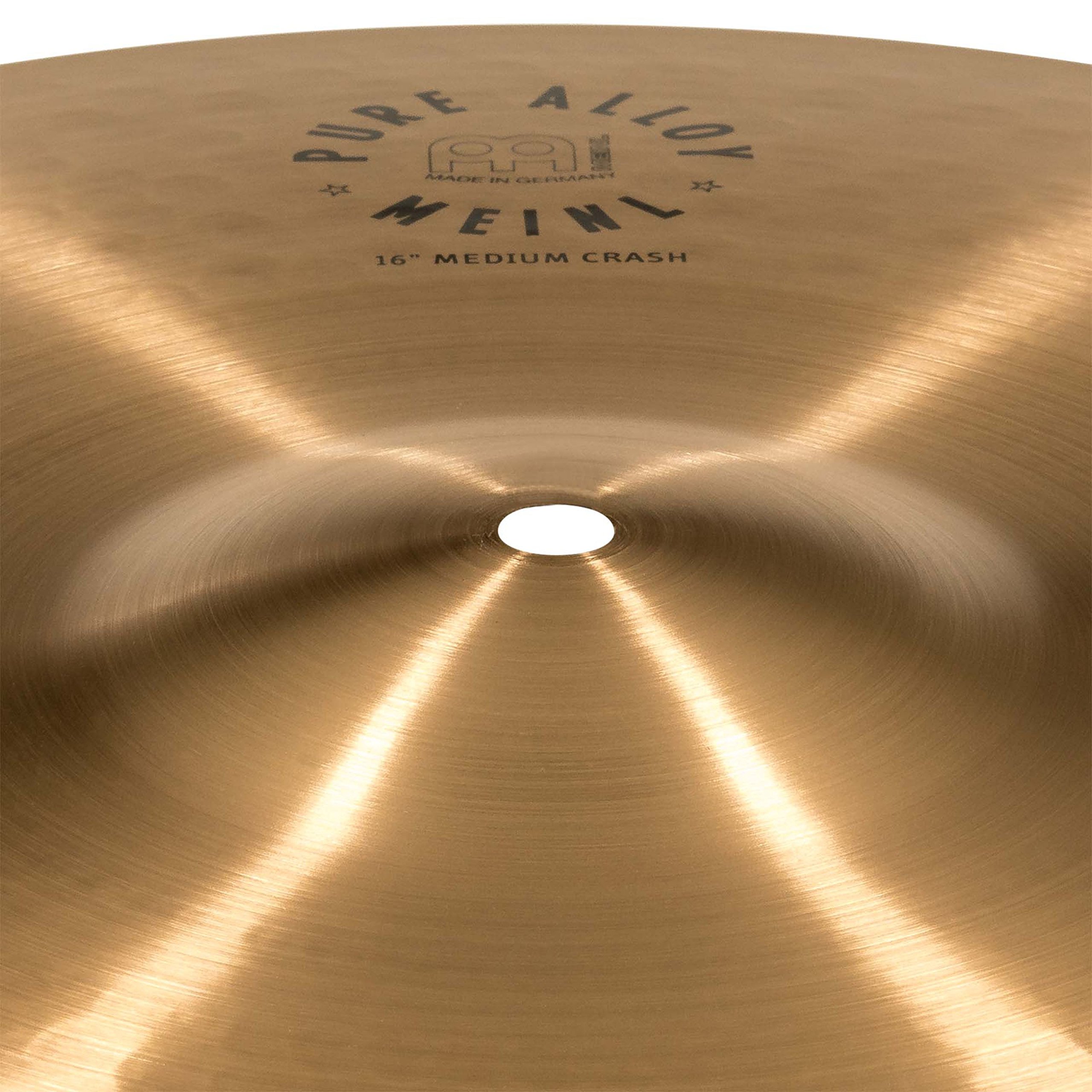 Meinl Cymbals Pure Alloy Piatto Crash Medium 16 pollici (40,64cm) per Batteria - Bronzo puro in Lega, Finitura Tradizionale (PA16MC)