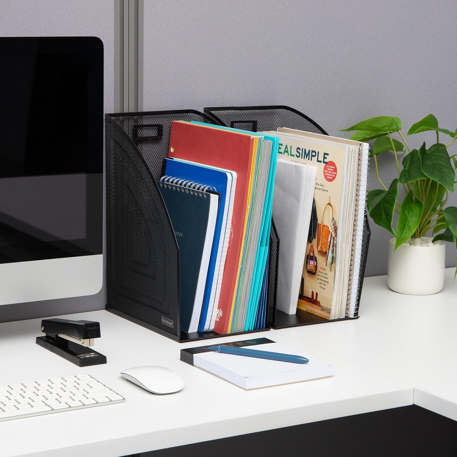 Black Steel Mesh Jumbo Magazine File Organizer Set