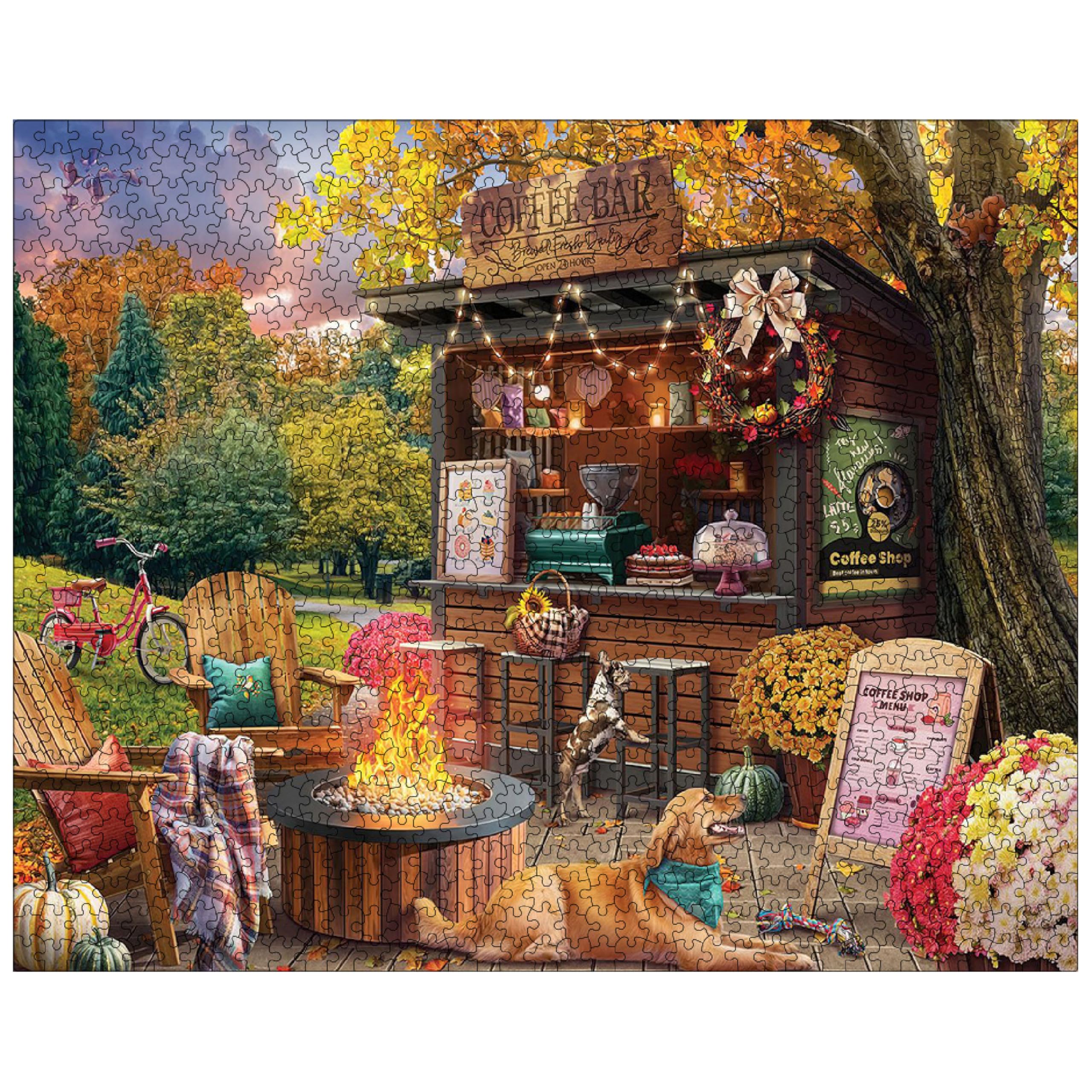 White Mountain Parkside Coffee Puzzle 1000 pezzi Autunno Puzzle per adulti e donne