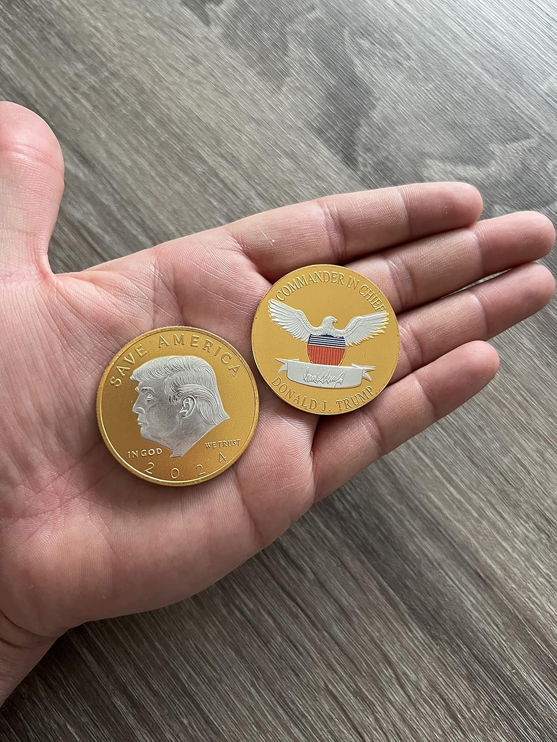 Kirpi 2 Pcs Trump Coins 2024 w Coin Case, Save America Trump Gifts, Gold Plated Metal Collectible Coin