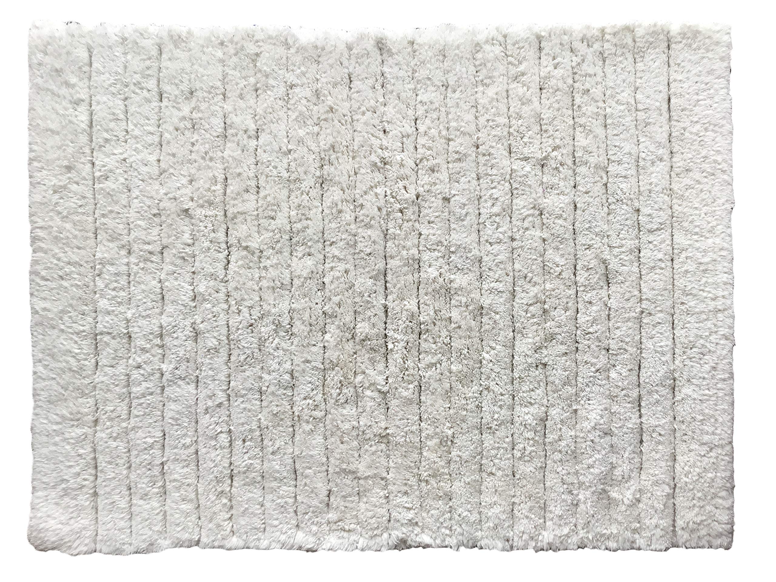 AJS Living Cotton Ribbed/ Stockinette Stitch Design Anti Slip Bath Mat Rug for Living Room/ Home Entrances Bathmat, White, 72 x 50 cm, Set of 4